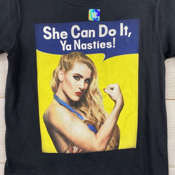 WWE Lacey Evans T-shirt Youth S Black She Can Do It Ya Nasties Graphic Wrestling - Picture 2 of 7